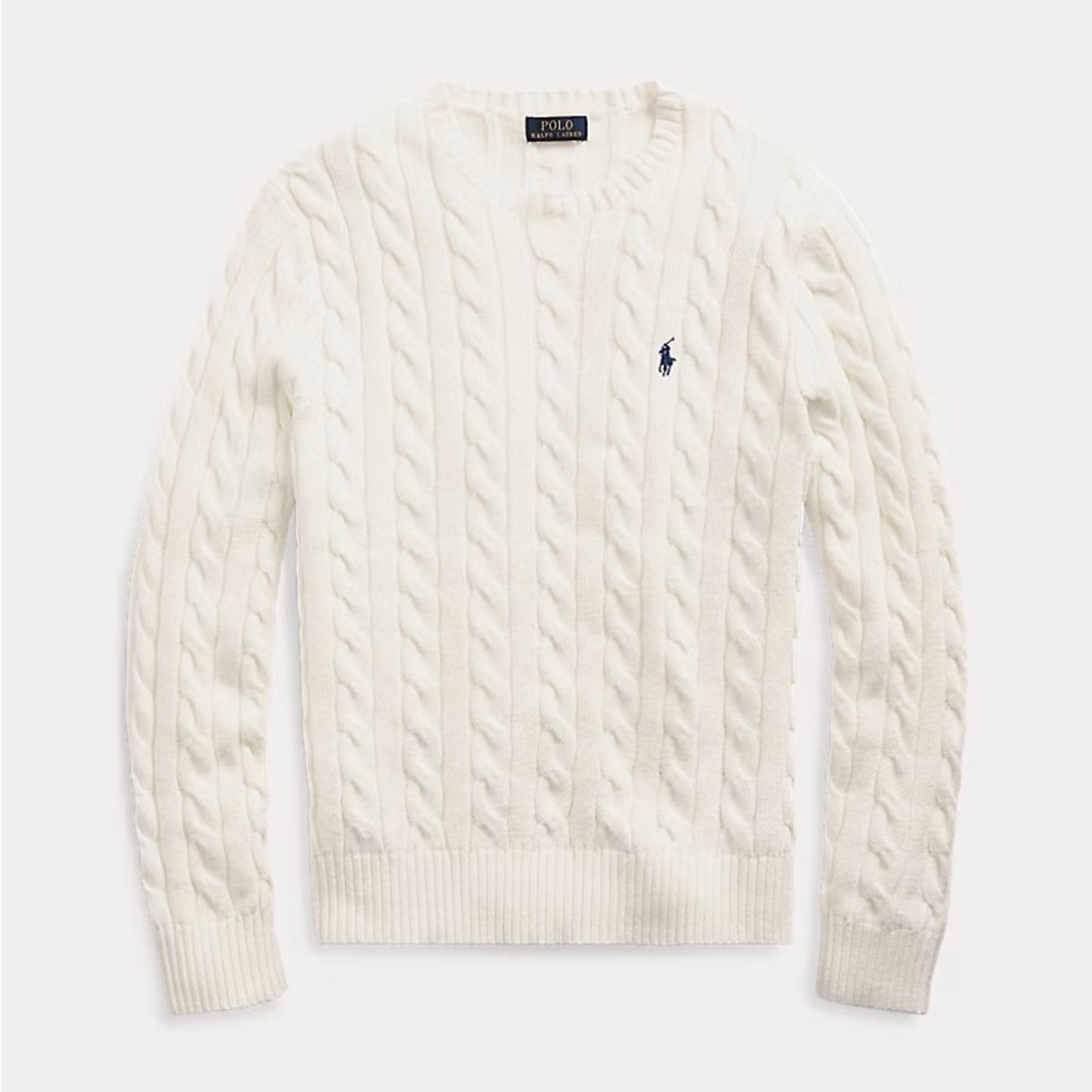Girls Large Polo by Ralph Lauren Ivory Cable Knit Sweater